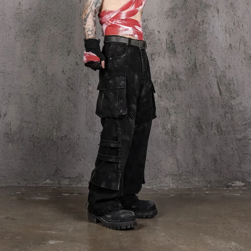 UNDERWATER Lace Up Jeans Unisex Rusty Umber-2