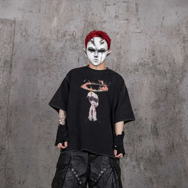 UNDERWATER T Shirt Unisex Sand Wash Black-2