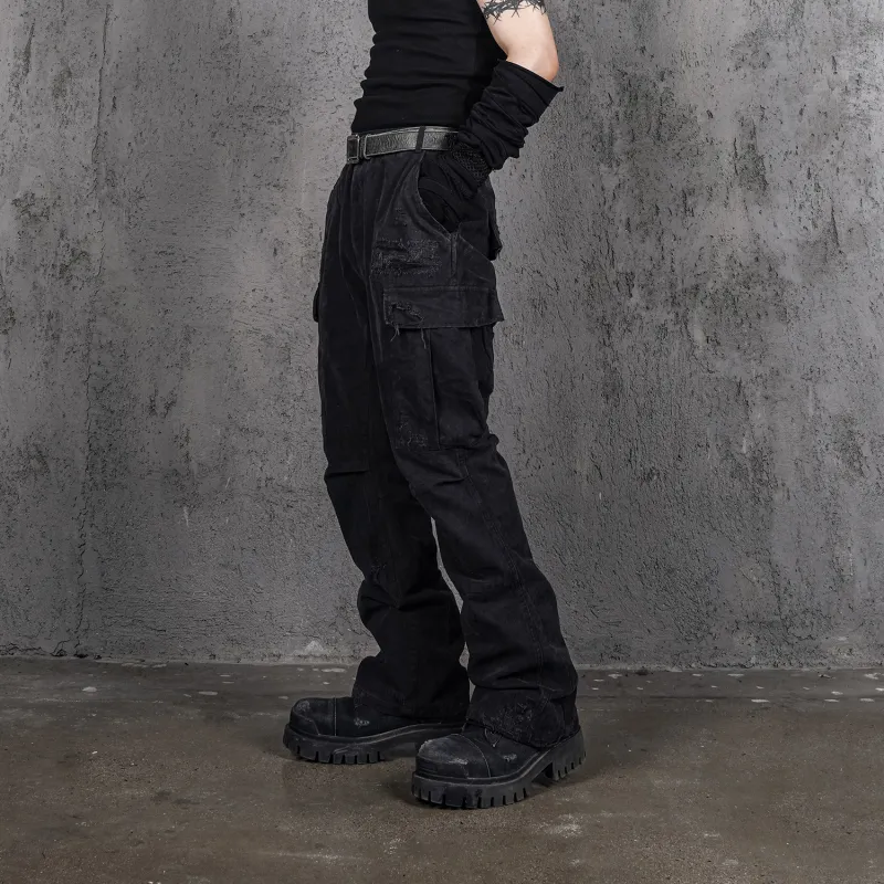 UNDERWATER Large Pocket Bootcut Cargo Pants Unisex-2