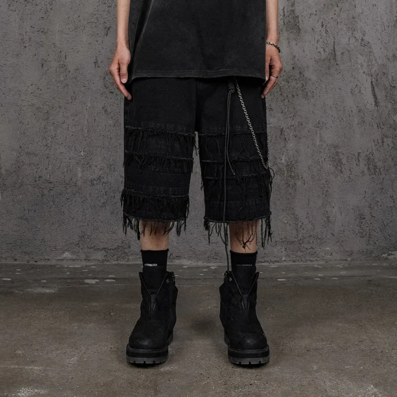 UNDERWATER Denim Shorts Unisex Sand Wash Black-3