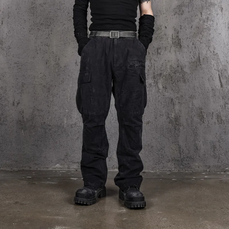 UNDERWATER Large Pocket Bootcut Cargo Pants Unisex-3