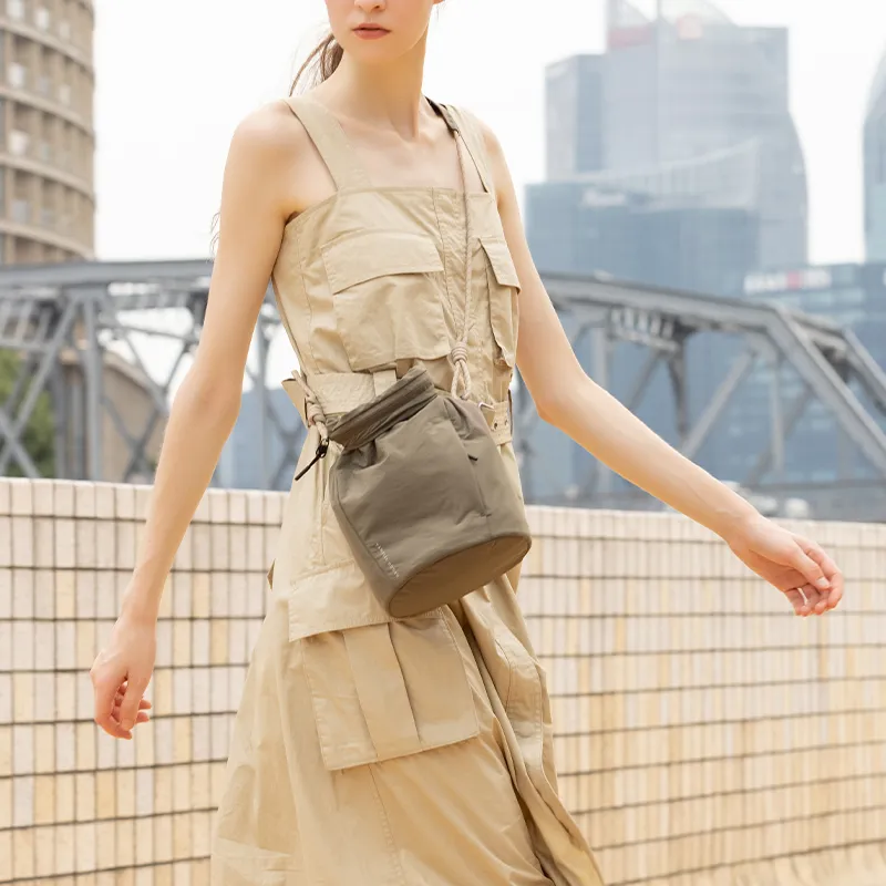 VANESSA HOGAN Fabric Crossbody Bag Unisex Gray Green/Khaki-13