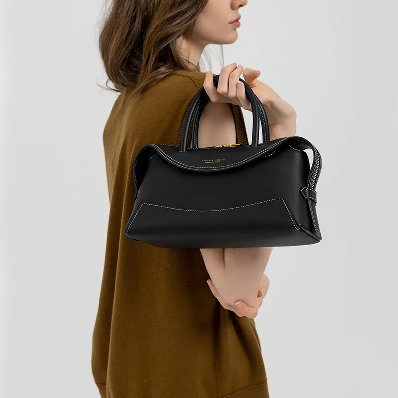 VANESSA HOGAN Cow Leather Crossbody Handbag Women's Nut Brown/Shallow Beach White/Midnight Black-11