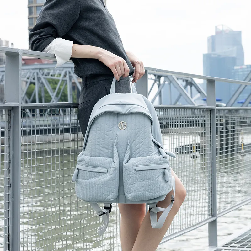 VANESSA HOGAN Fabric Backpack Regular Unisex Black Blue/Light Blue-4