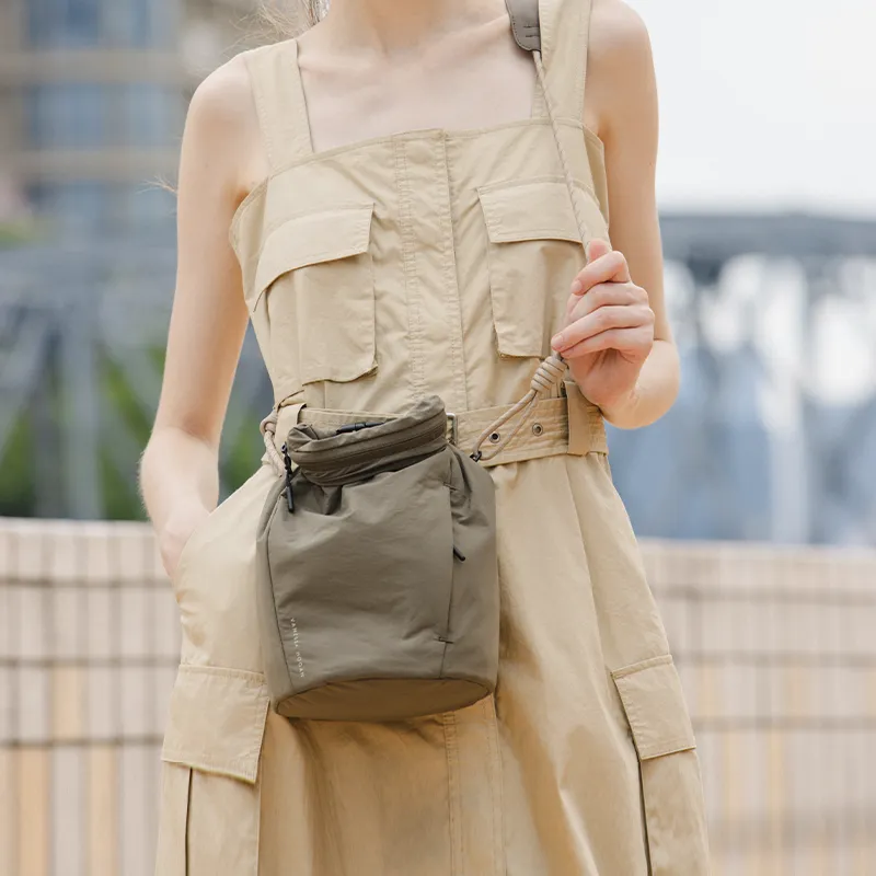 VANESSA HOGAN Fabric Crossbody Bag Unisex Gray Green/Khaki-11