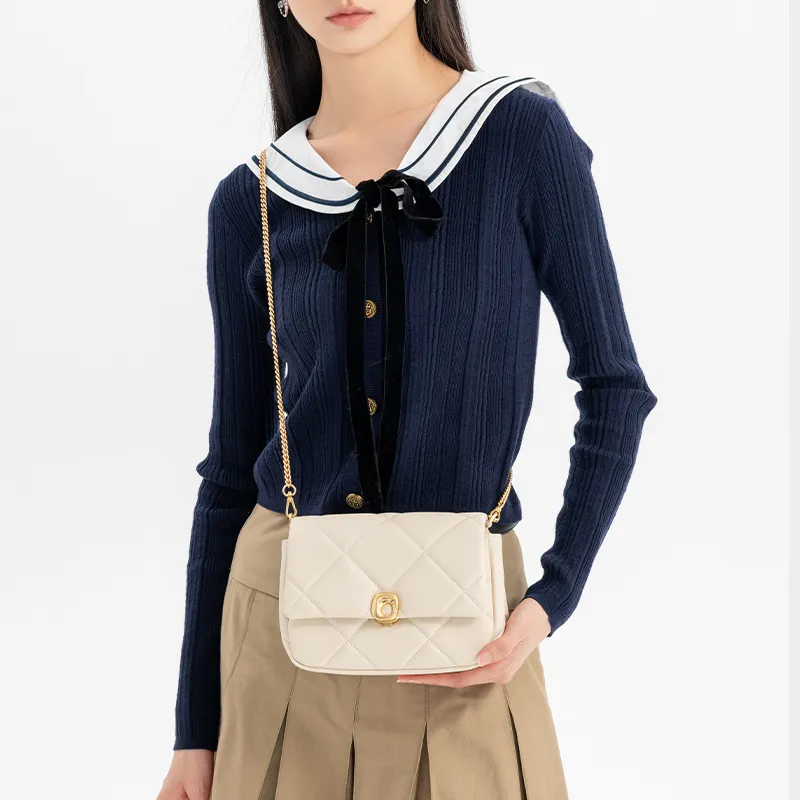 VANESSA HOGAN Leather Shoulder Bag Crossbody Bag Small Size Women's Ecru-3
