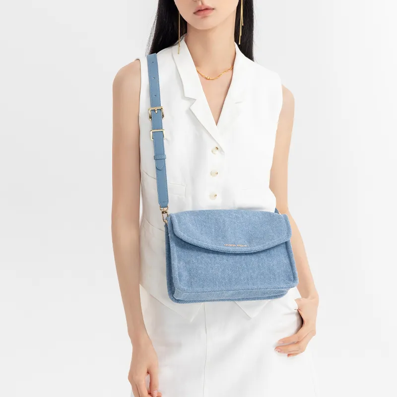 VANESSA HOGAN Denim Crossbody Bag Shoulder Bag Women's Blue-6