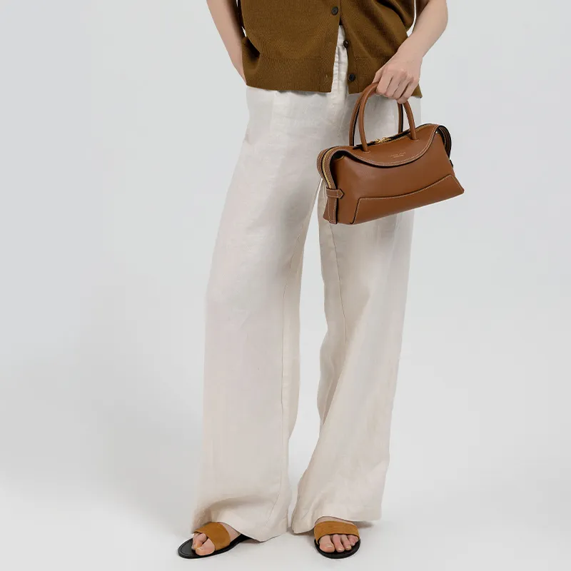 VANESSA HOGAN Cow Leather Crossbody Handbag Women's Nut Brown/Shallow Beach White/Midnight Black-2