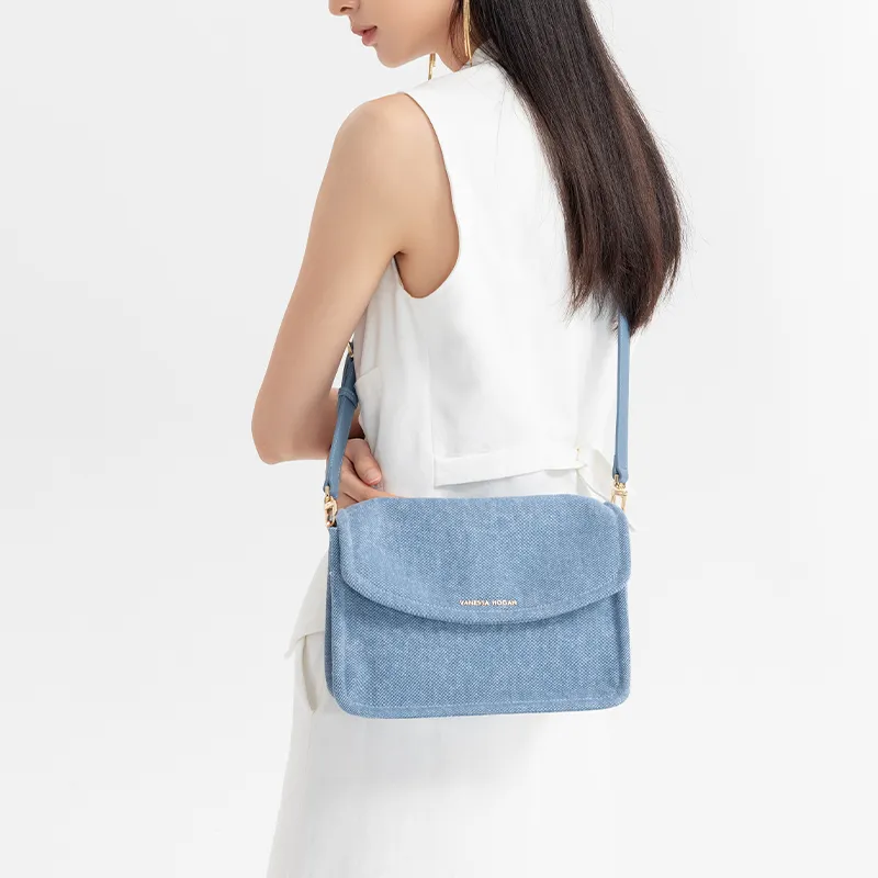 VANESSA HOGAN Denim Crossbody Bag Shoulder Bag Women's Blue-5