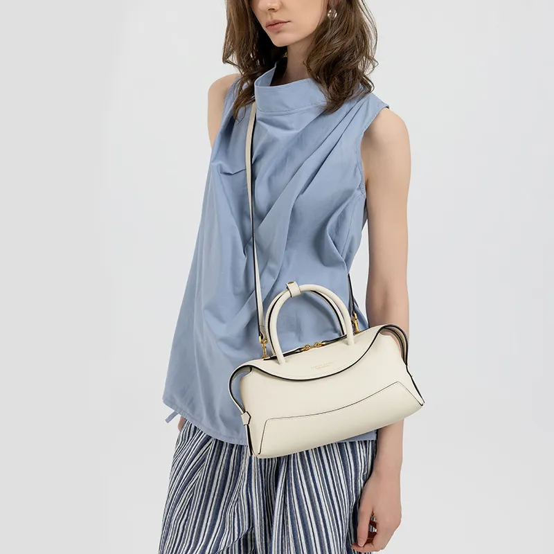 VANESSA HOGAN Cow Leather Crossbody Handbag Women's Nut Brown/Shallow Beach White/Midnight Black-5