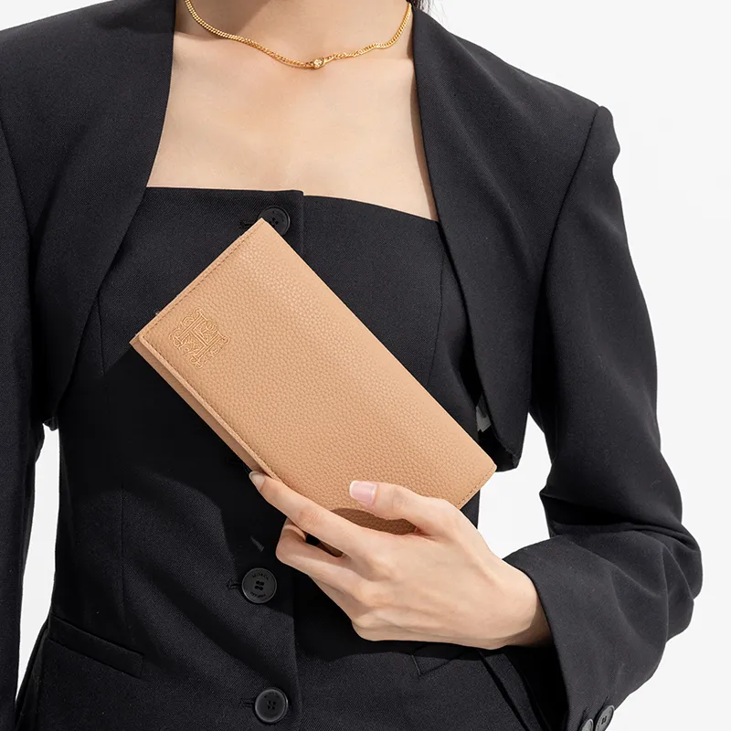 VANESSA HOGAN Cow Leather Long Card Holder, Coin Purse, Wallet Women's Nude Pink-7