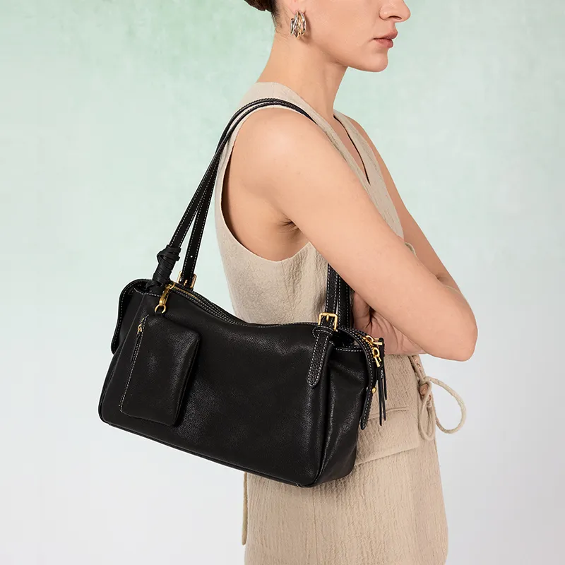 VANESSA HOGAN Cow Leather Shoulder Bag Large Size Women's Cocoa Red/Brown/Obsidian Black-12