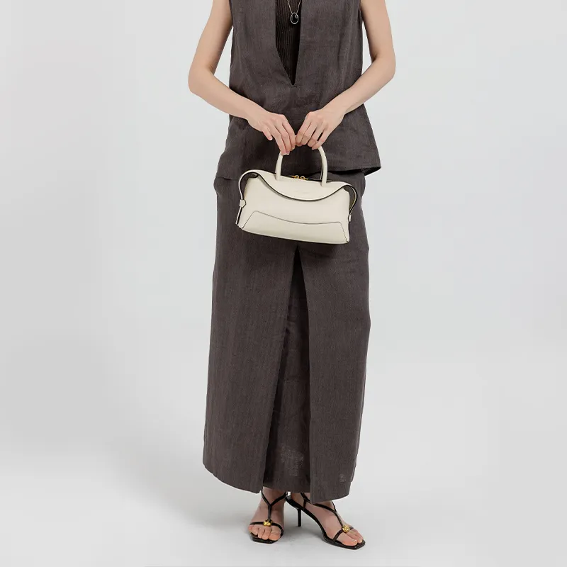 VANESSA HOGAN Cow Leather Crossbody Handbag Women's Nut Brown/Shallow Beach White/Midnight Black-7