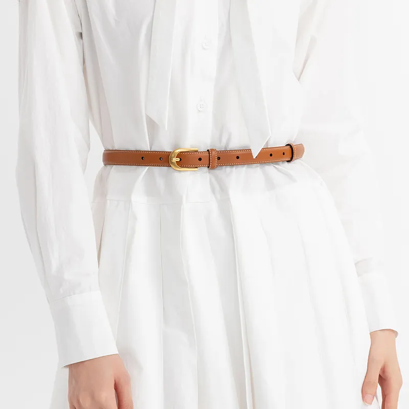 VANESSA HOGAN Niche Brand Versatile Belt Loop Smooth Button Jeans Belt Women's 1.9cm-10