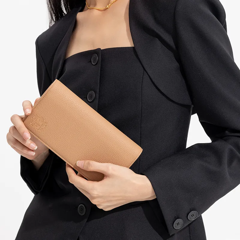 VANESSA HOGAN Cow Leather Long Card Holder, Coin Purse, Wallet Women's Nude Pink-4