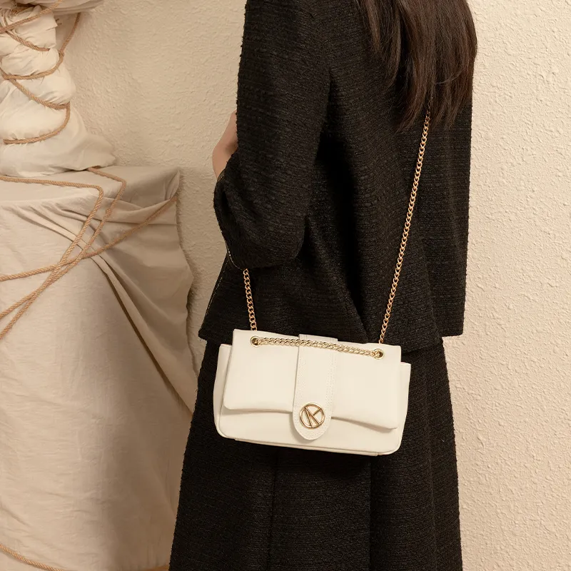 VANESSA HOGAN Vh Classic Series Cow Leather Small Square Bag Shoulder Bag Regular Women's Ecru/Black-5
