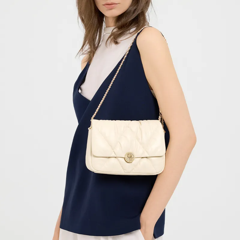VANESSA HOGAN Top Grain Cow Leather Shoulder Bag, Crossbody Bag Regular Women's Multicolor-9
