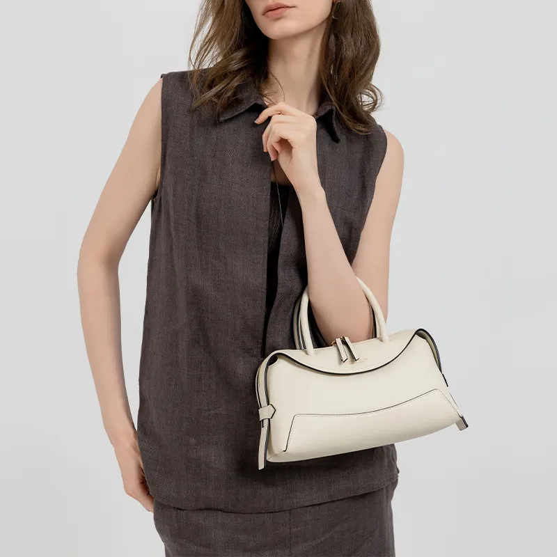 VANESSA HOGAN Cow Leather Crossbody Handbag Women's Nut Brown/Shallow Beach White/Midnight Black-6