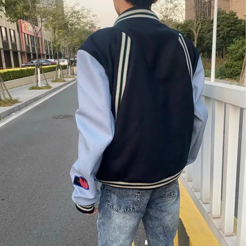 SUNSETMONENT Baseball Jacket Unisex Navy Blue-6