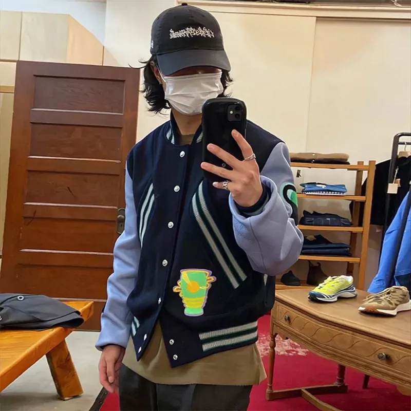 TESTUNG Baseball Jacket Unisex Navy Blue-8