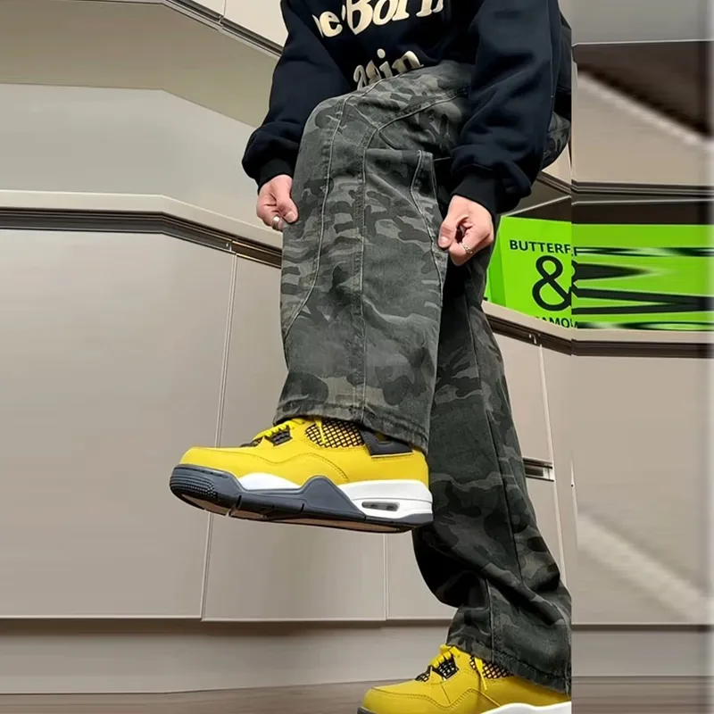 SUNSETMONENT Jeans Unisex Camouflage Army Green-4