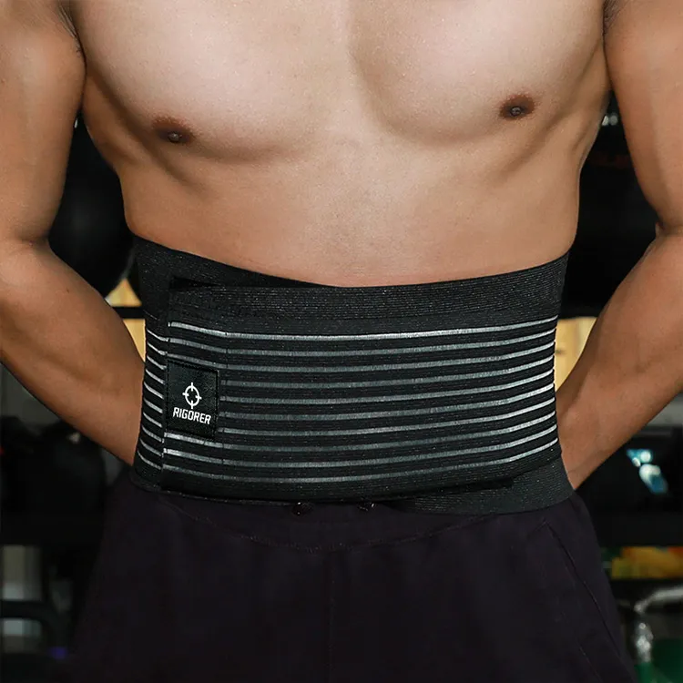 RIGORER Back Support Braces Warm Protective Rehabilitation Compression Black Polyester Rubber Unisex-7