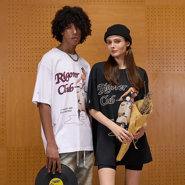 RIGORER Minimalist Style Couple Short Sleeved Couple T Shirt Unisex-7
