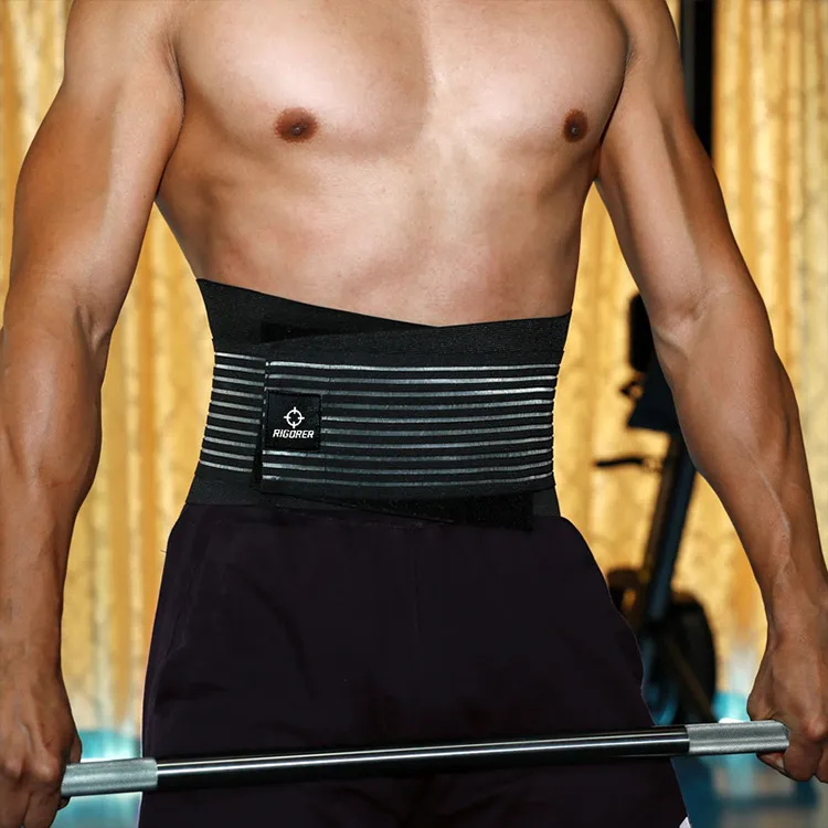 RIGORER Back Support Braces Warm Protective Rehabilitation Compression Black Polyester Rubber Unisex-5