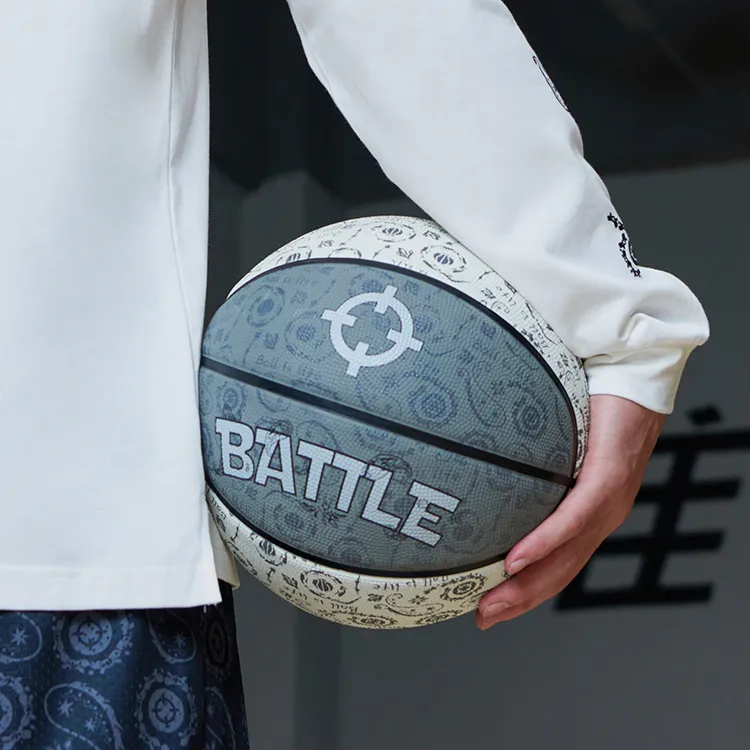 RIGORER Rubber Basketball Gray White Size 7 Training Unisex-7
