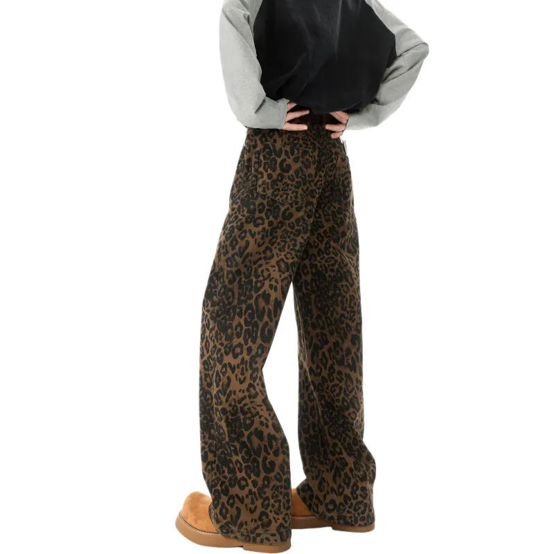 COMOWA Jeans Unisex Leopard Print-1