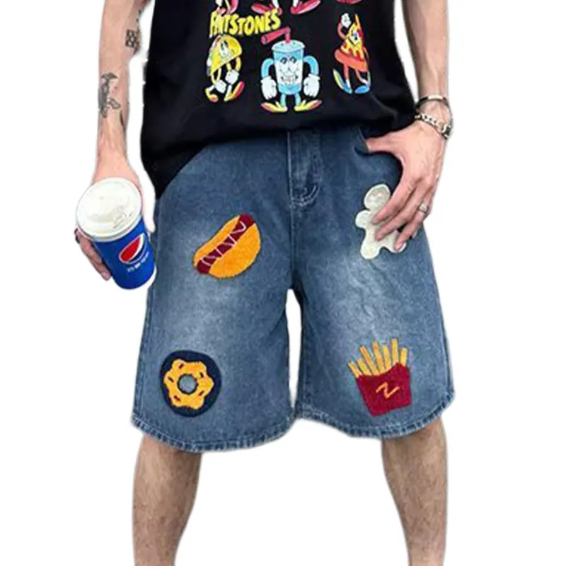 TESTUNG Classic Denim Shorts Unisex Dark Blue Tone-27
