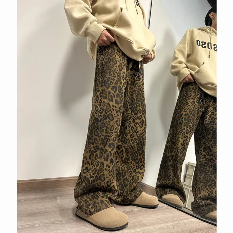 COMOWA Jeans Unisex Leopard Print-4