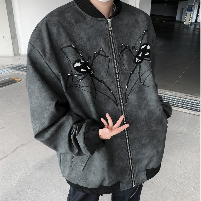 COMOWA Leather Jackets Unisex Black Gray Color-3