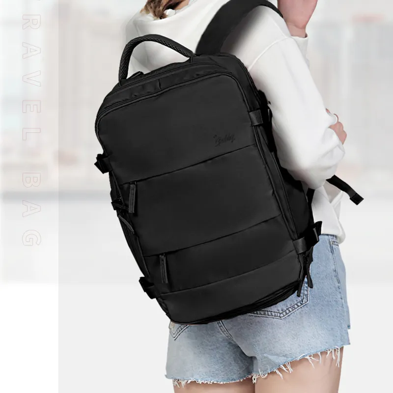 BOBDOG Polyester Backpack Travel Bag Hiking Bag Business Bag Unisex Black Gray-3