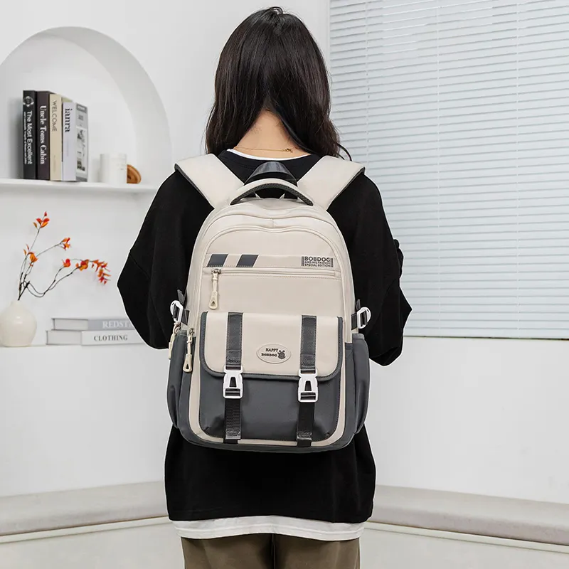 BOBDOG Oxford Backpack Casual Bag, School Bag, Mountaineering Bag Regular Unisex Gray White/Purple/Khaki/Black White-1