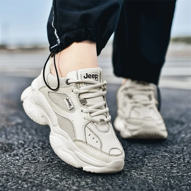 Jeep Cushioned Slip Resistant Abrasion Resistant Low Top Chunky Sneakers Unisex Vintage Easy To Wear-5