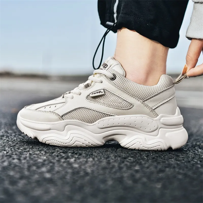 Jeep Cushioned Slip Resistant Abrasion Resistant Low Top Chunky Sneakers Unisex Vintage Easy To Wear-7
