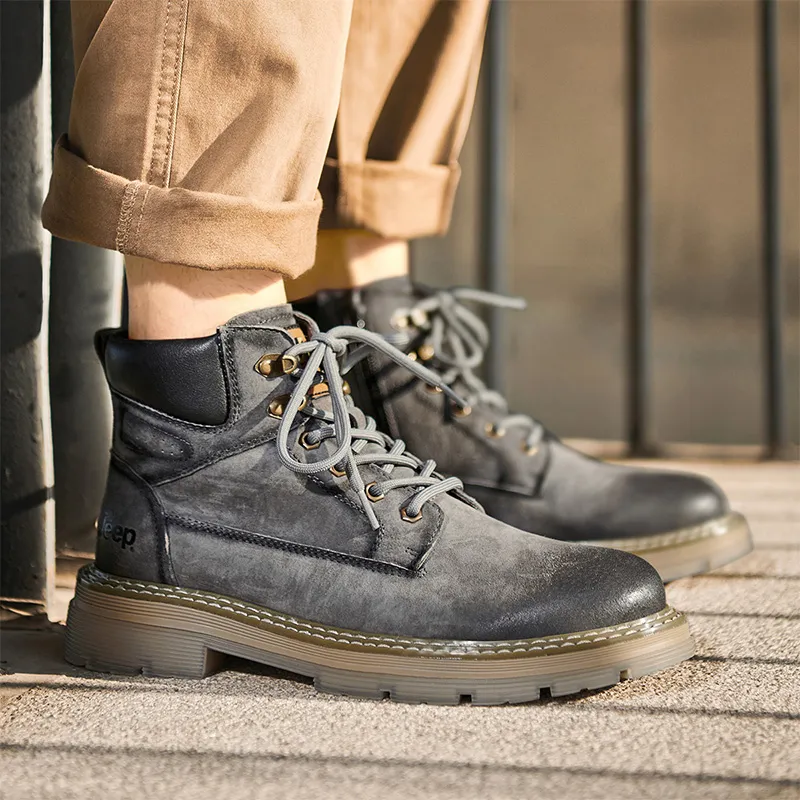 Jeep Martin Boots Men Smoke Gray/Purple Gray/Khaki-7