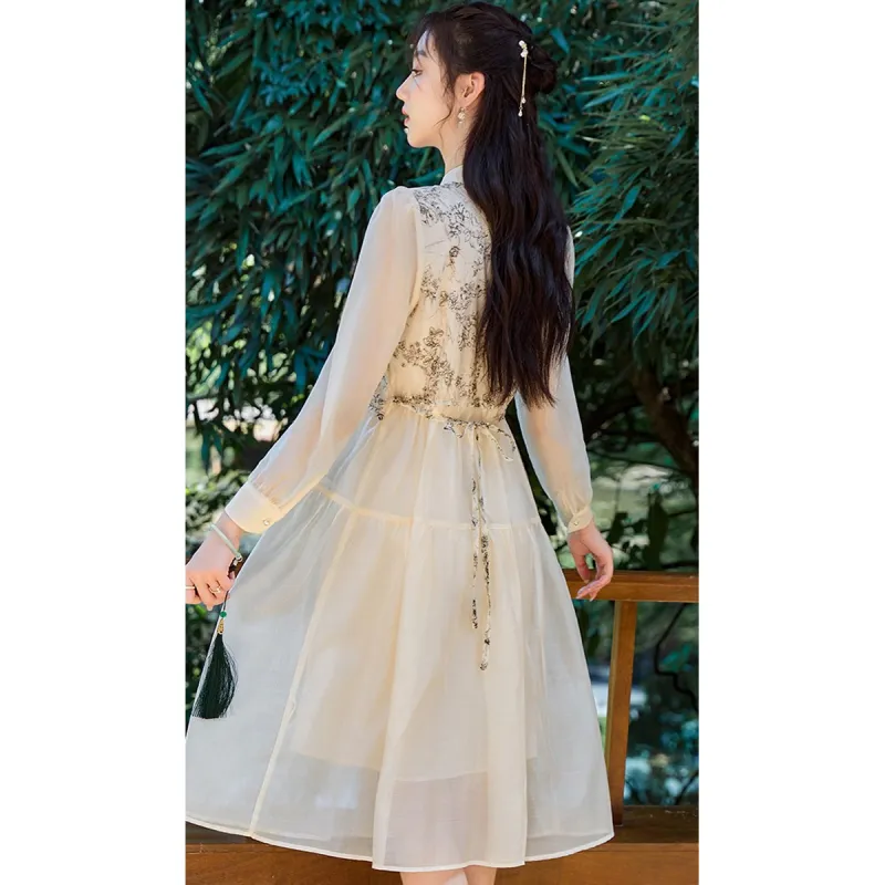 Like The Age Of Water 2025 Model Long Sleeved Dress Women's Apricot-4