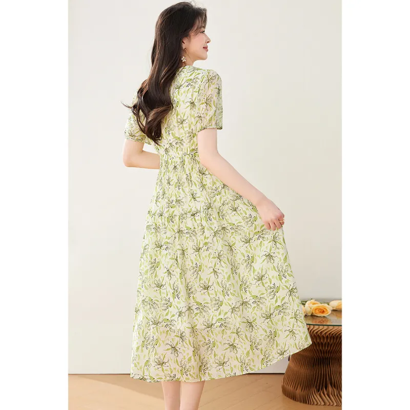 Like The Age Of Water Short Sleeved Dress Women's Green-4