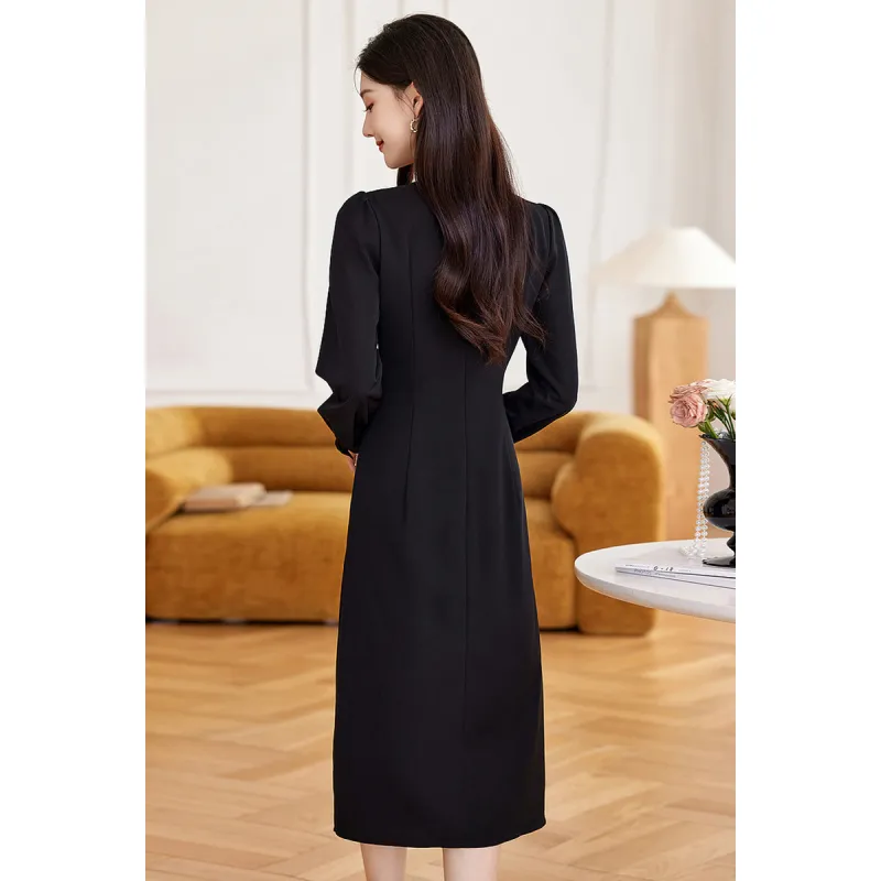 Like The Age Of Water Long Sleeved Dress Women's Black-5