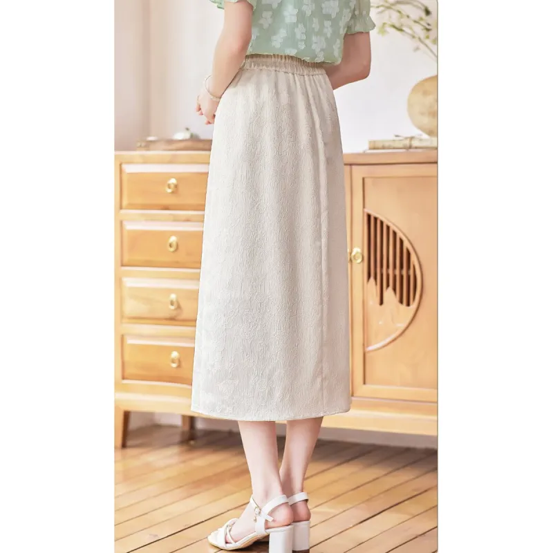 Like The Age Of Water Short Sleeved Dress Women's Beige-5