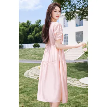 Like The Age Of Water Summer Short Sleeved Dress Regular Women's Pink