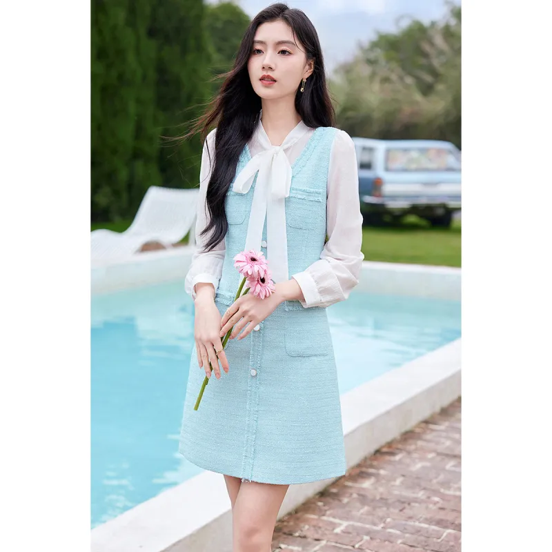 Like The Age Of Water Long-Sleeved Dresses Women's Blue-1