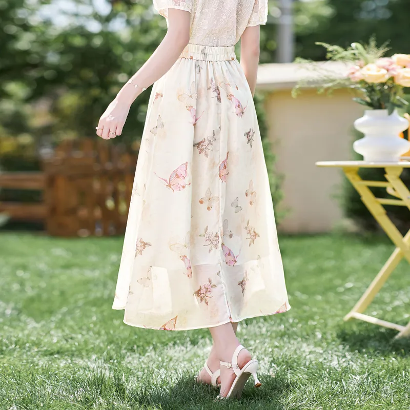 Like The Age Of Water Casual Long Skirt Women's Pink-2