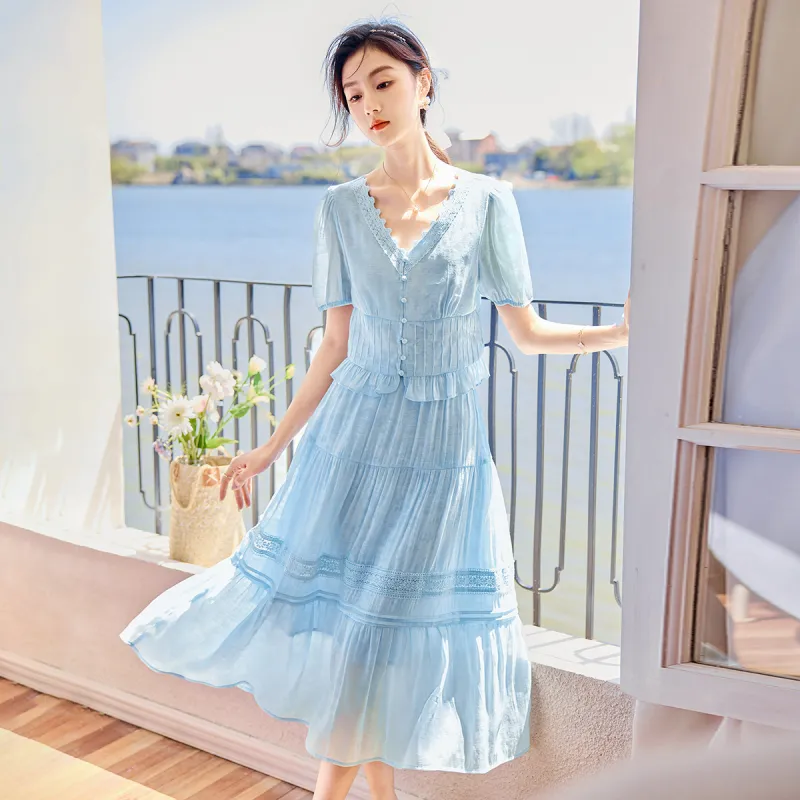 Like The Age Of Water Skirt Set Women's Blue-4