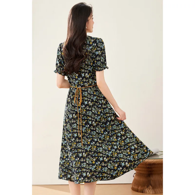 Like The Age Of Water Short Sleeved Dress Women's Black-4