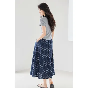 Like The Age Of Water Summer Skirt Set Women's Gray+Navy Blue