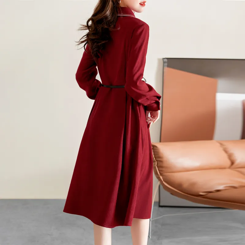 Like The Age Of Water Long Sleeved Dress Women's Red-0