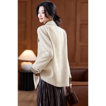 Like The Age Of Water Spring Velvet feel Coat Slim Fit Women's Khaki